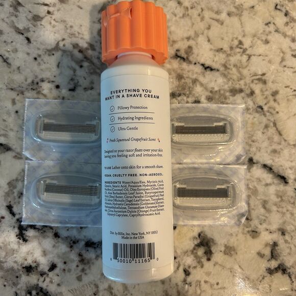 Billie Whipped Shave Cream 6.5 oz NEW with 4 Razor Refill Cart. Grapefuit - Picture 3 of 3